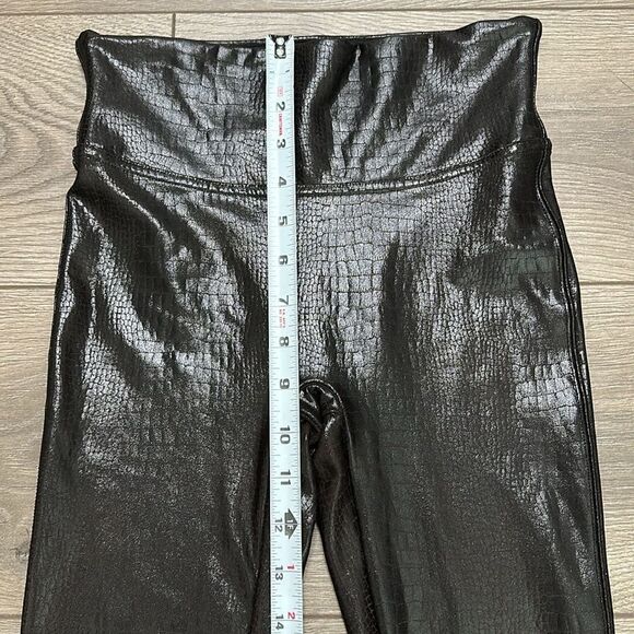 Spanx‎ Faux Leather Croc Shine Brown High Rise Leggings Size Small - Picture 8 of 10